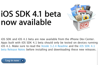 Apple unveils iOS 4.1 Beta 2, SDK