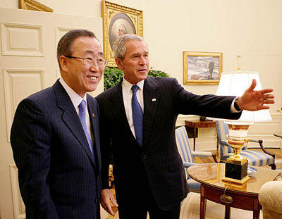 Ban, Bush to discuss ceasefire resolution Tuesday
