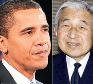 Obama meets with with Japan's emperor, empress 