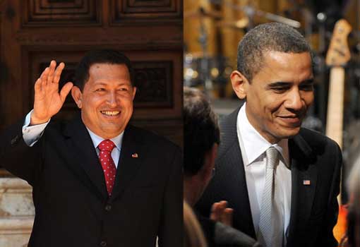 Venezuela’s Chavez hands over book to Obama with `warm regards’
