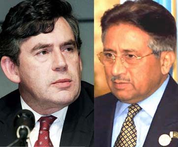 British Prime Minister Gordon Brown and Pakistan President Pervez Musharraf