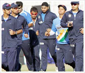 Indian cricket team practices hard in Bangalore