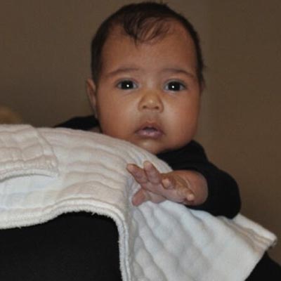 North West holds Kim's engagement ring