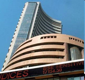 Sensex moderately up in noon trade, realty stocks gain 