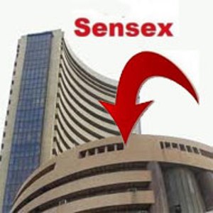 Sensex down 38 points on weak rupee, global cues