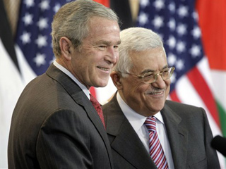 Bush pledges to keep working with Abbas on peace deal 