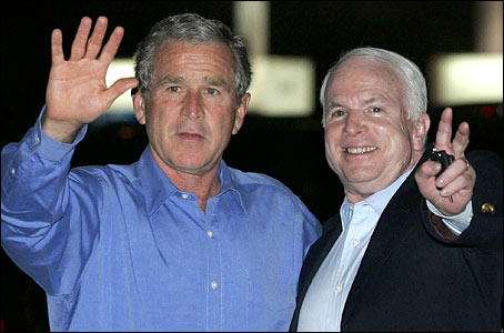 Embattled Bush embarks on campaign trail with McCain
