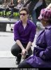 Chris Colfer at "Glee" Filming at Washington Square Park in New York City