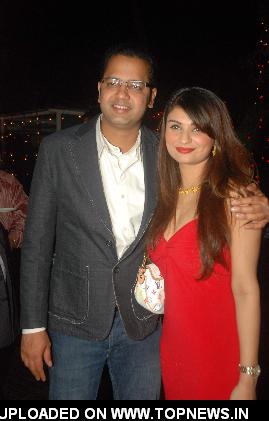 Dimpy Mahajan and  Rahul Mahajan at TV actress Deepshikha and Kaishav's sangeet ceremony in Mumbai