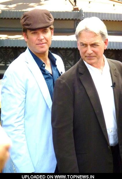 Michael Weatherly and Mark Harmon at "Extra" Interview with the Cast of "NCIS:Naval Criminal Investigative Service" at The Grove Michael Weatherly and Mark Harmon at "Extra" Interview with the Cast of "NCIS:Naval Criminal Investigative Service" at The Grove