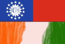 India, Myanmar Flags