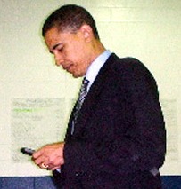 Barack Obama with black berry