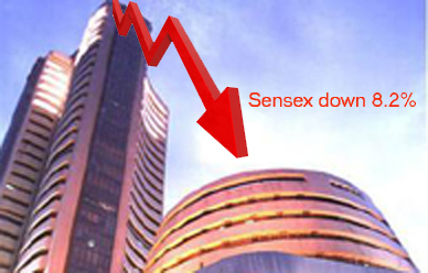 Sensex Down 199.42 Pts At 8,843.21; ICICI Bank, RCom, TCS Plunge