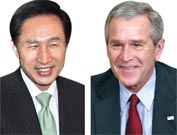 US President George W Bush and South Korean President Lee Myung Bak