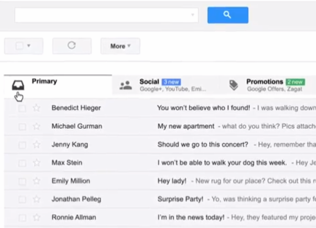 Google now offering three new tabs in Gmail 