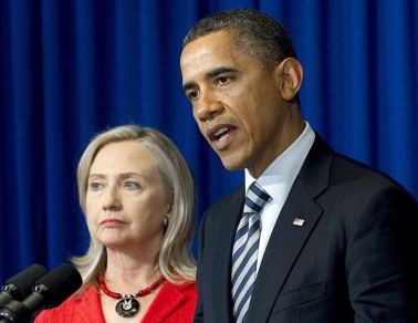 Senators Hillary Rodham Clinton and Barack Obama