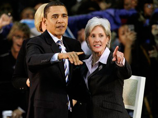 Barack Obama and Kathleen Sebelius