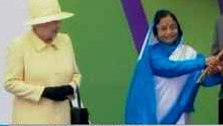 Patil receives Queen's Baton from Elizabeth II