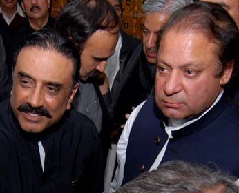 Pakistan Muslim League (N) chief Nawz Sharif and new President Asif Ali Zardari