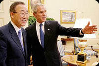 UN head Ban to lunch with Bush on Tuesday 