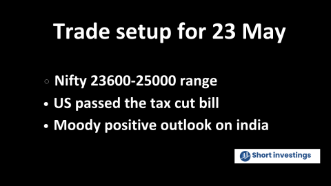 Trade Setup for 23 May; Nifty range 24600-25000, US Tax Cut Bill Cleared and MOODY’s Positive Outlook on India